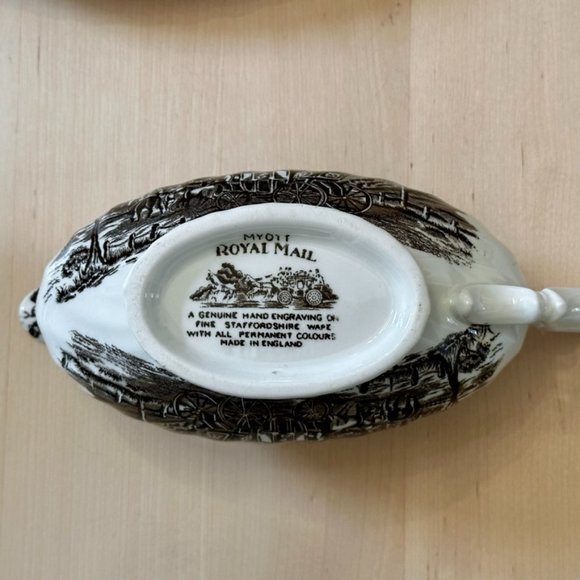 (SOLD) Vintage (1960s) Myott Royal Mail Gravy Boat & Underplate - Picture 6 of 7